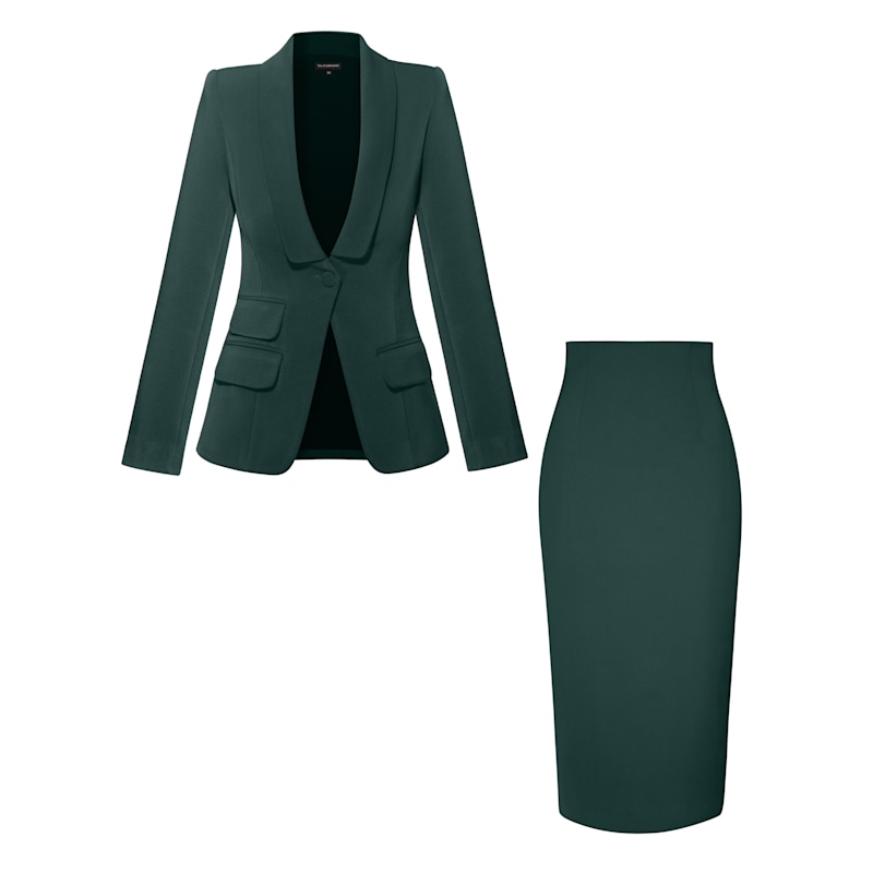Thumbnail of Vision Tailored Blazer & Skirt Suit - Dark Green image