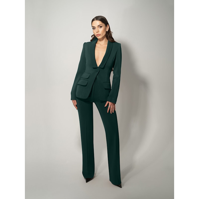 Thumbnail of Vision Timeless Single-Breasted Blazer - Dark Green image