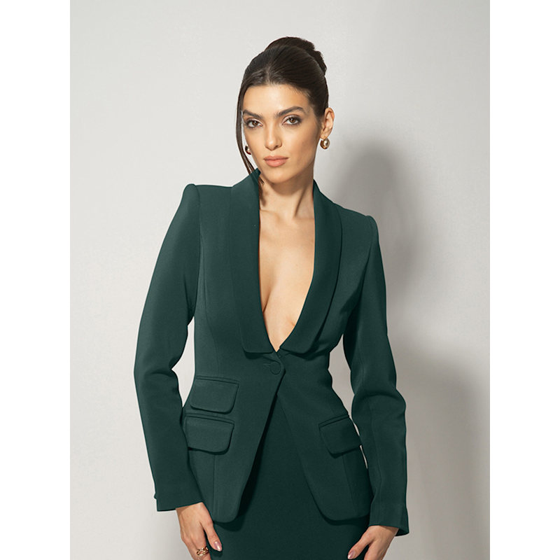 Vision Timeless Single-Breasted Blazer - Dark Green | Tia Dorraine | Wolf &  Badger