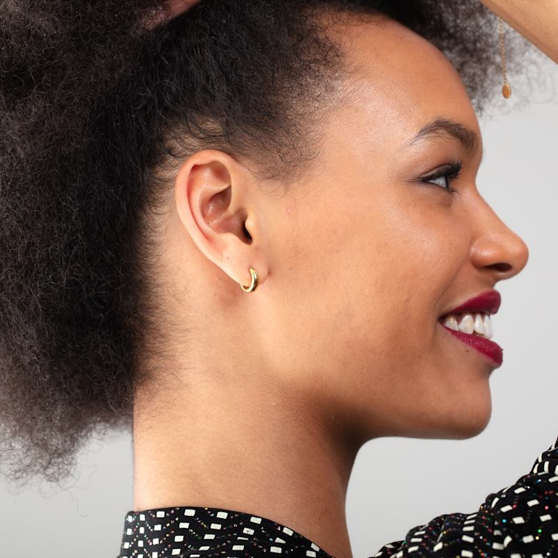 Thumbnail of Gold Chunky Huggie Earrings image