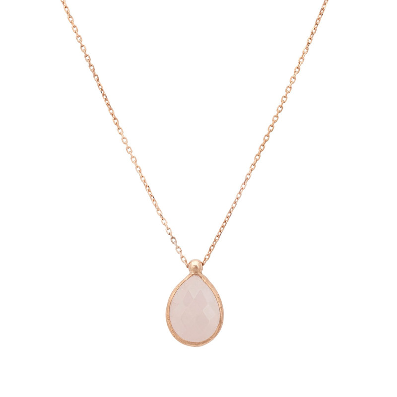 Thumbnail of Petite Drop Necklace Rosegold Rose Quartz image