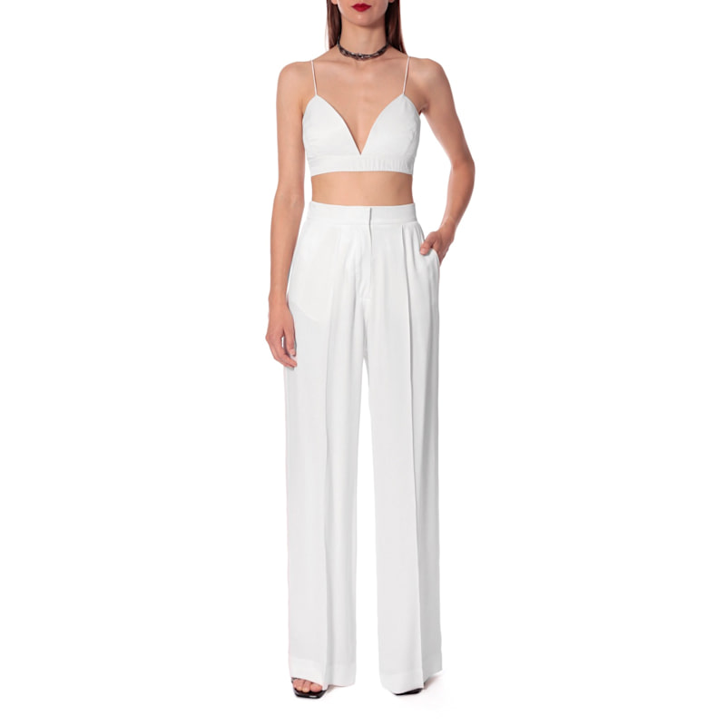 Thumbnail of Asha Bright White Satin Bralette Top image