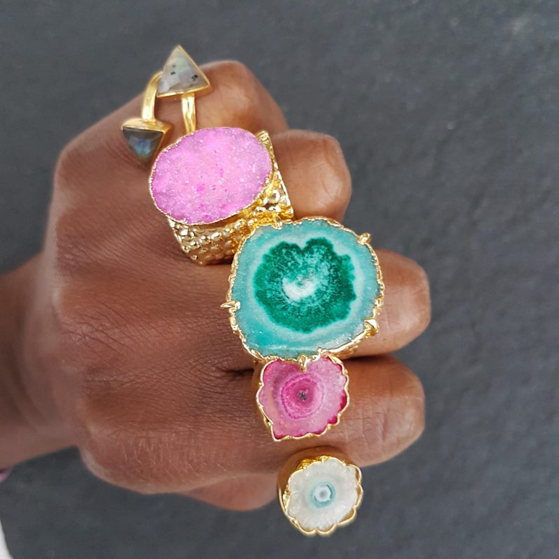 Thumbnail of Bubble Gum Pink Crystal Crush Semi-Precious Statement Ring image