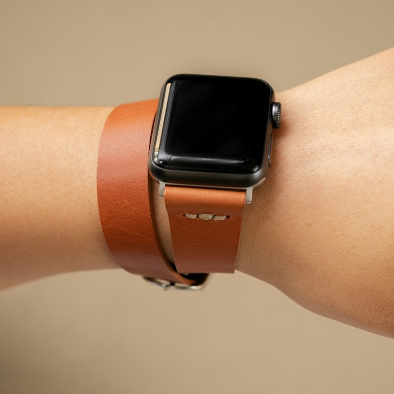 Thumbnail of Double Tour Apple Watch Leather Strap - Brown image