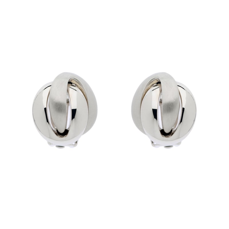 Thumbnail of Platinum Satin Knot Clip On Earrings image