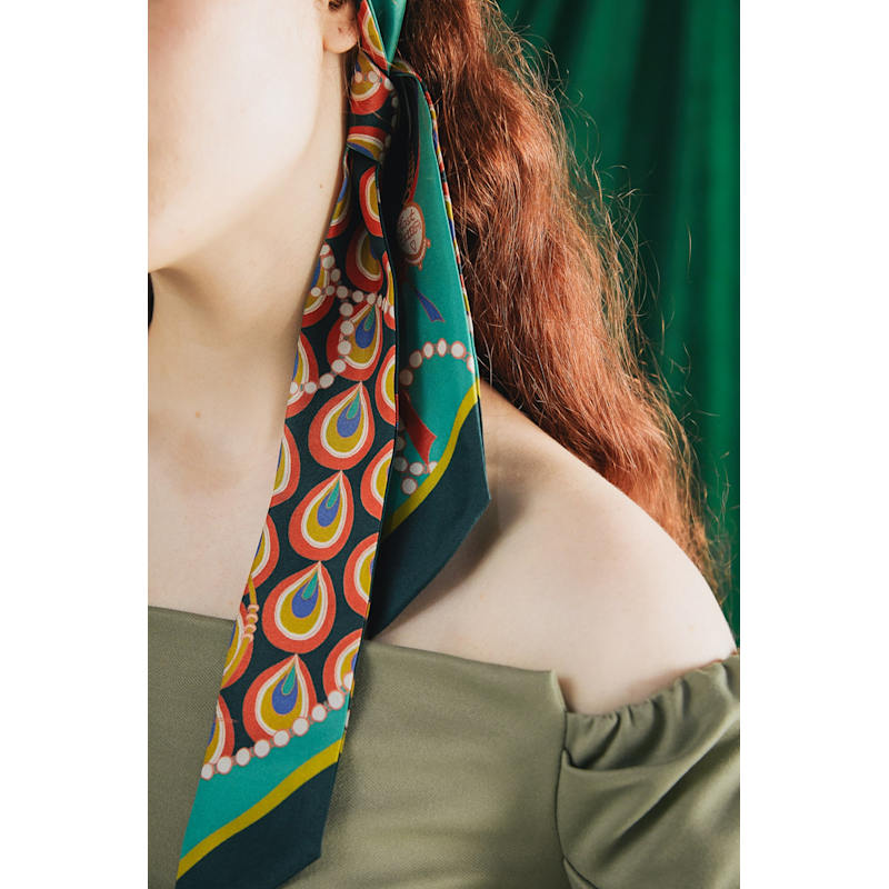 Thumbnail of "Peacock" Silk Twilly Neck Bow image