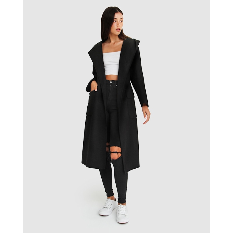 Thumbnail of Runaway Wool Blend Robe Coat - Black image