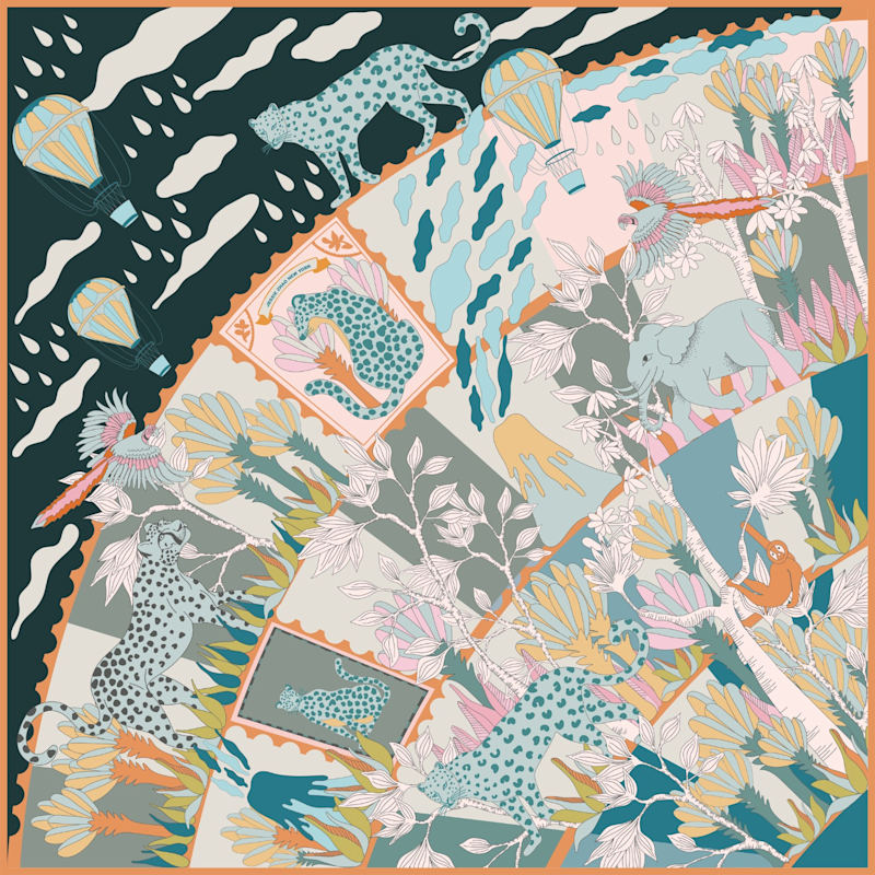 Double Sided Silk Scarf Of World Travel | Jessie Zhao New York