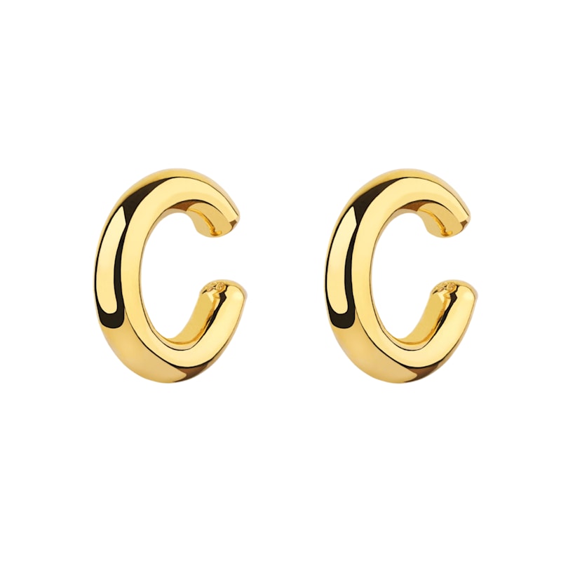 Thumbnail of Chunky Sterling Silver Ear Cuff No Piercing Pair - Gold image