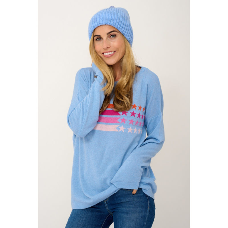 Thumbnail of Cashmere Mix Sweater In Sky Blue Stripe & Star image