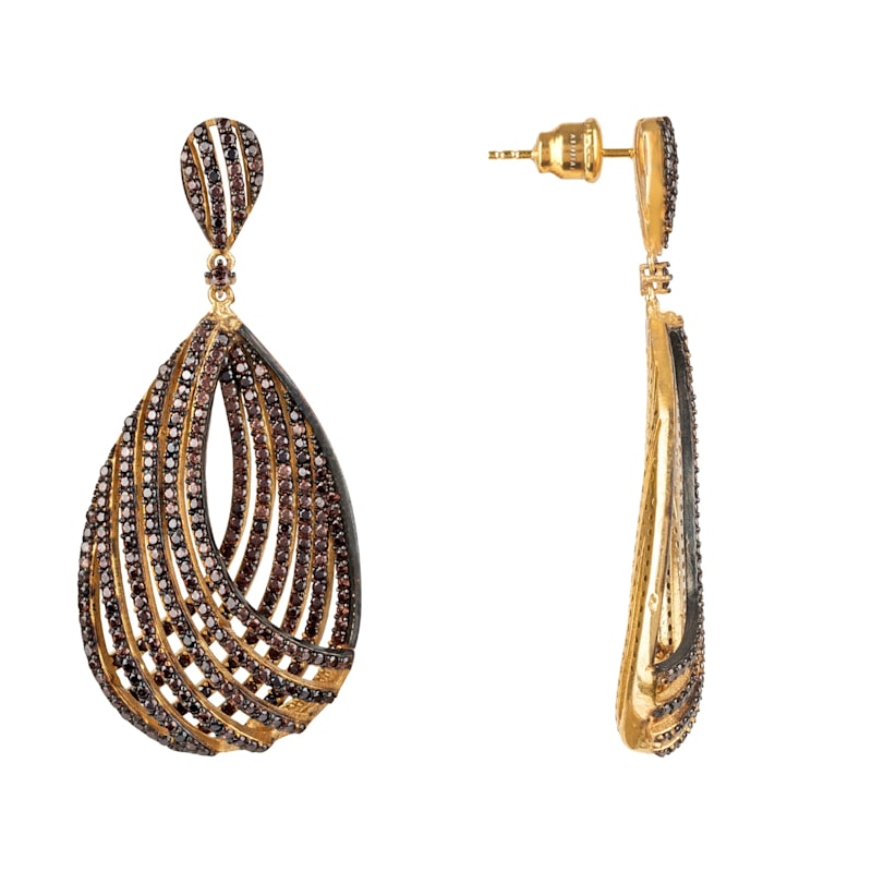 Thumbnail of Vortex Teardrop Earrings Chocolate Cz image