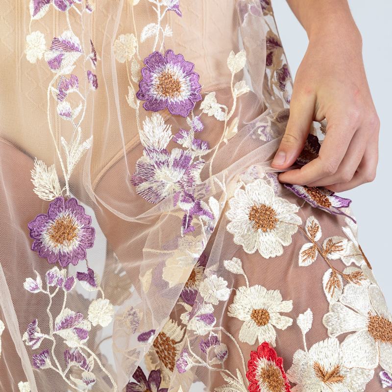 Thumbnail of Celestial - Embroidered Floral Mesh Maxi Skirt image