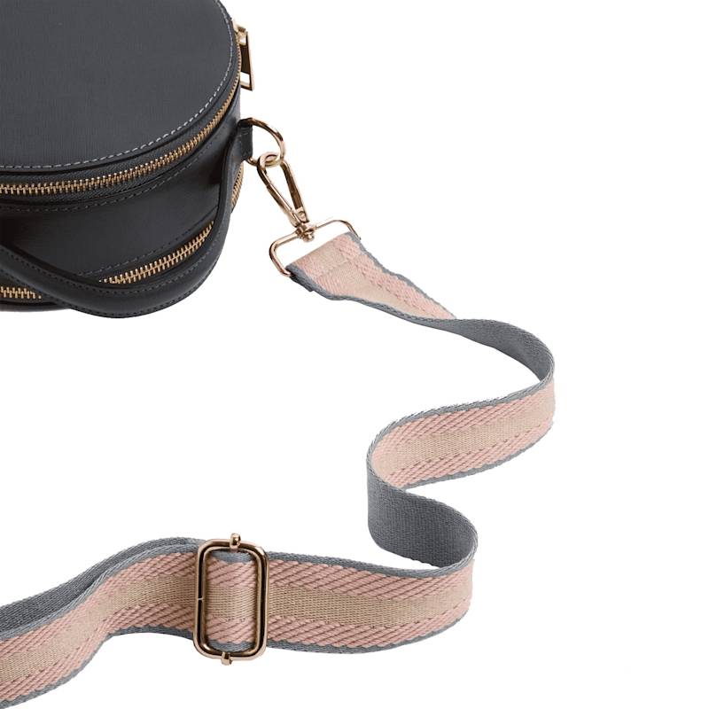 Thumbnail of Rome Round Circle Crossbody Bag In Dark Grey With Pastel Strap image