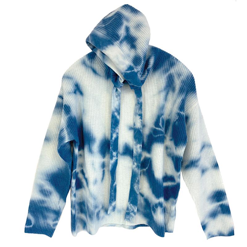 Cashmere Hoodie - Indigo Shibori Tie Dye | Zenzee | Wolf & Badger