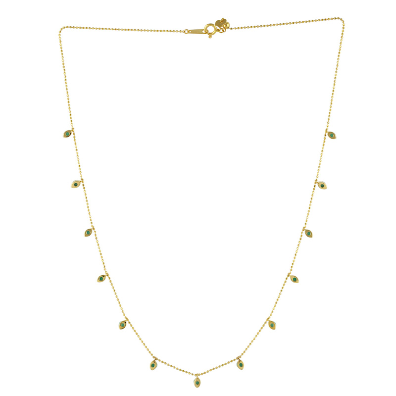 Thumbnail of Emerald Station Necklace in 18K Yellow Gold image