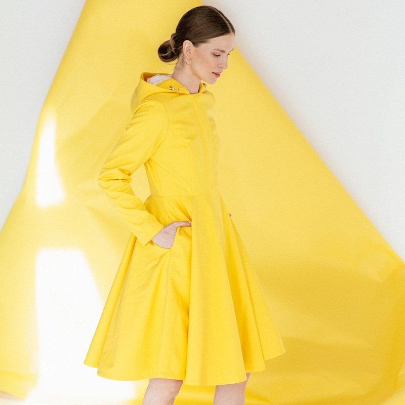Thumbnail of Fitted & Flared Yellow Raincoat In Yellow Sun image