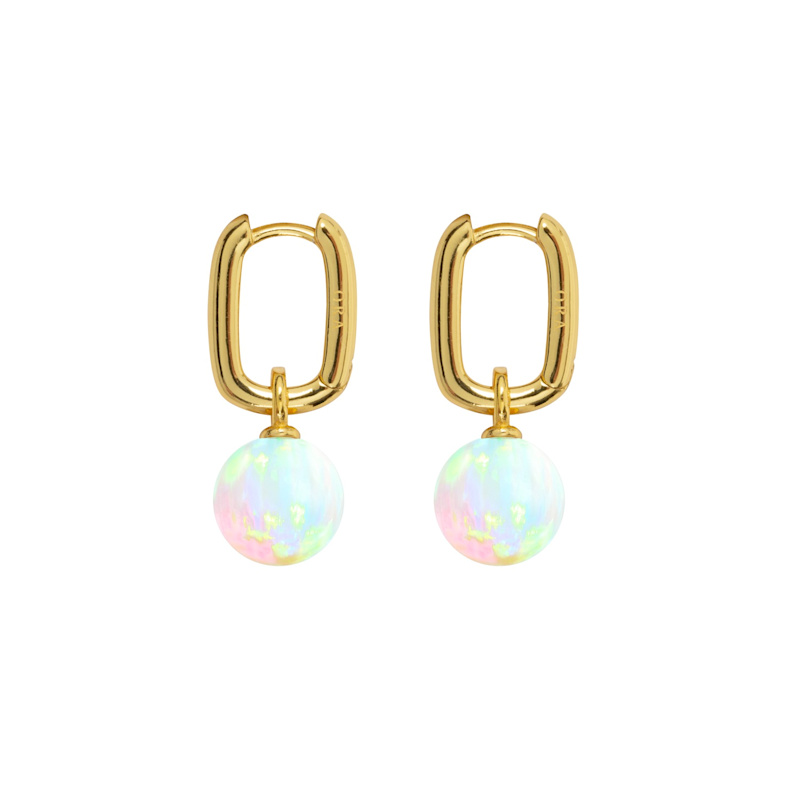 Thumbnail of Aetia Sea Opal Hoop Earrings - Gold image