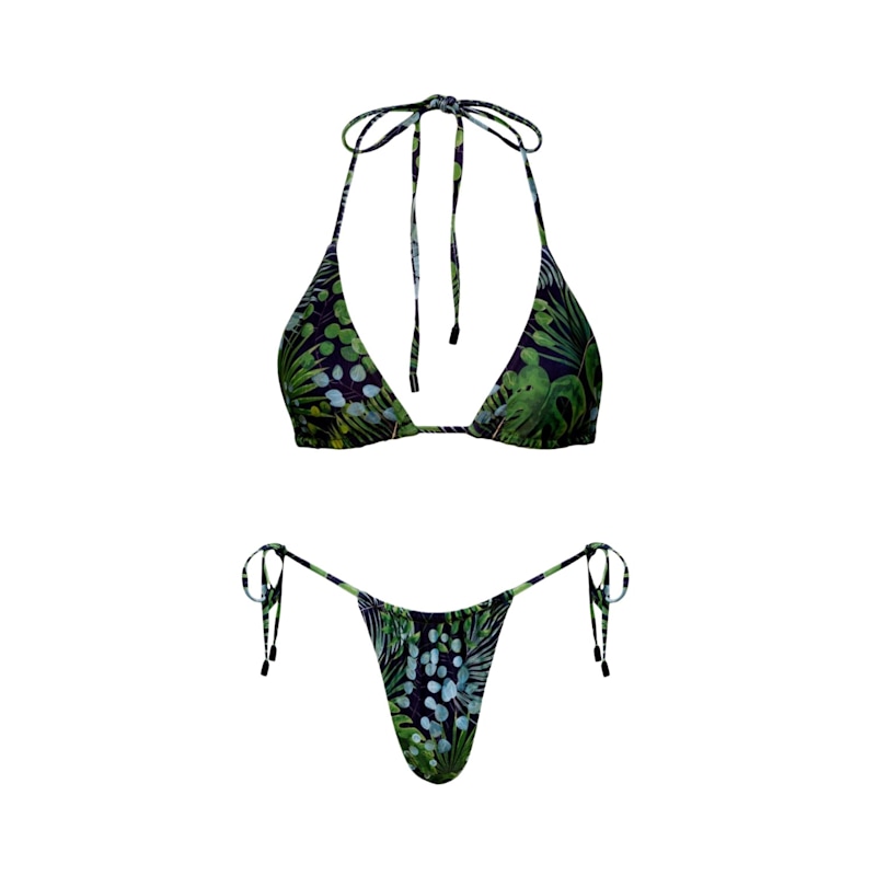 Waikiki Triangle String Bikini Set Green Palm | PLAYALUXE | Wolf & Badger
