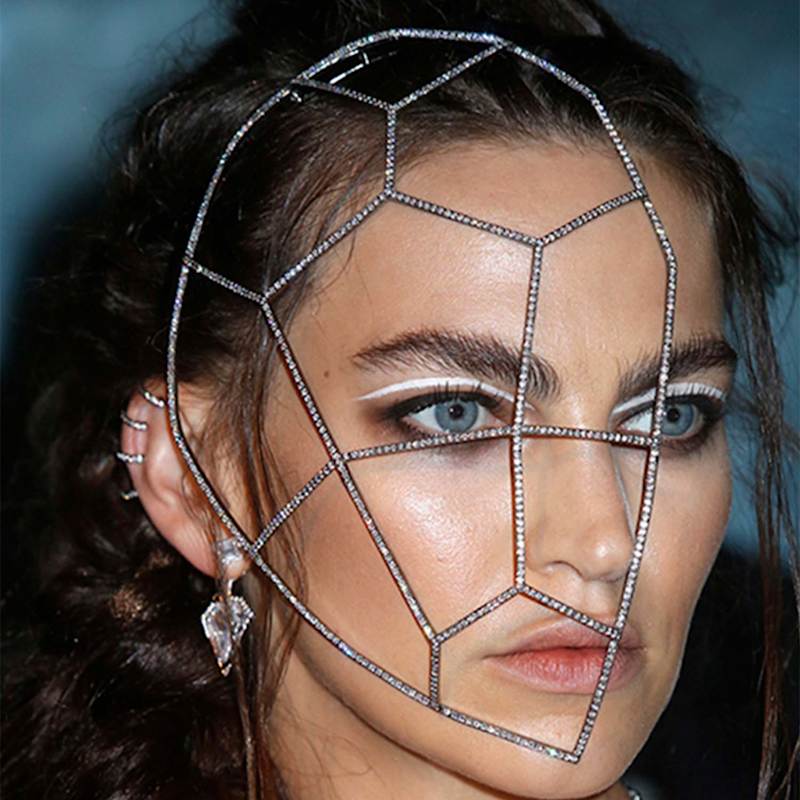 Thumbnail of Warrior Headpiece With Man Made Cz Diamond Stimulant In Premium Black Rhodium image