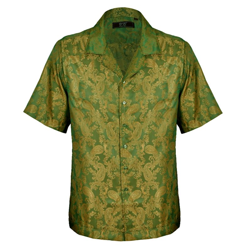 Thumbnail of Washington Cuban Collar Paisley Shirt - Green image