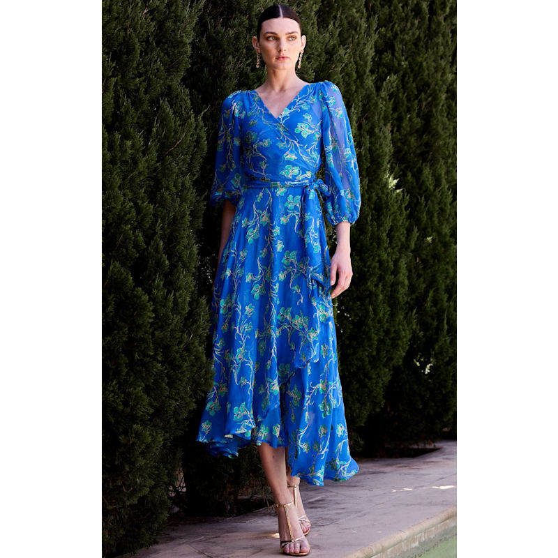cobalt blue wrap dress Water Lily In Jade Floral by SACHA DRAKE Size:12-24m