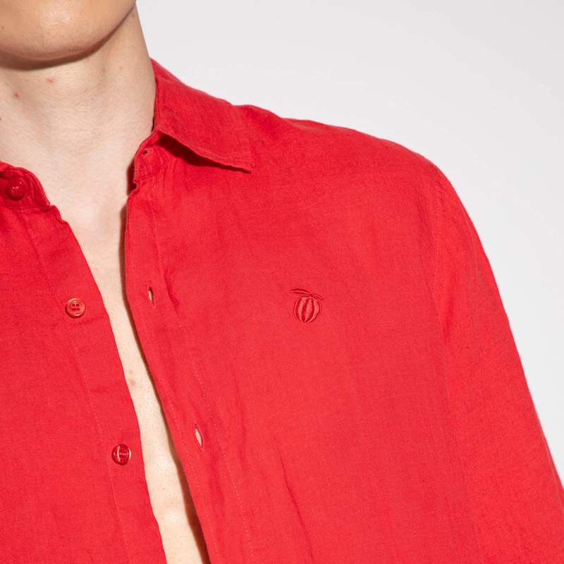 Thumbnail of Watermelon Red Linen Shirt For Men image