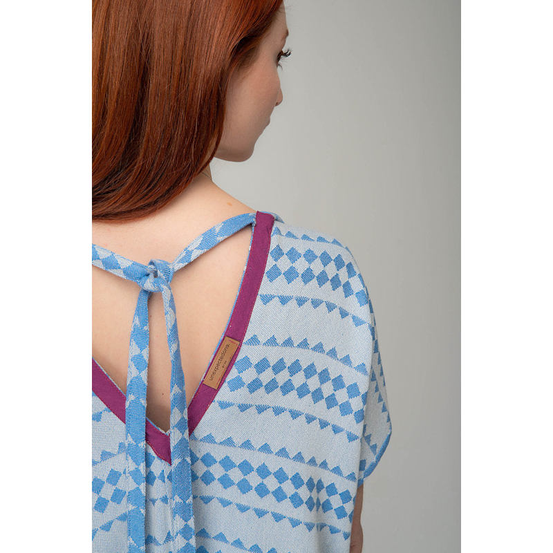 Thumbnail of Wave - Blue -Women's Natural Fabric Reversible Kaftan image