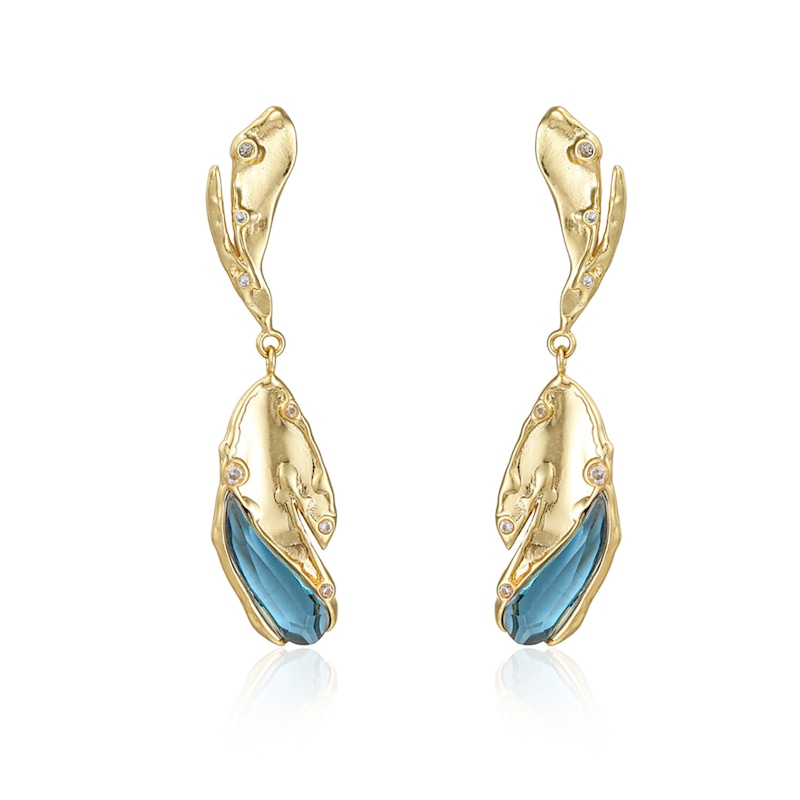 Thumbnail of Wave Drop Blue Glass Earrings image
