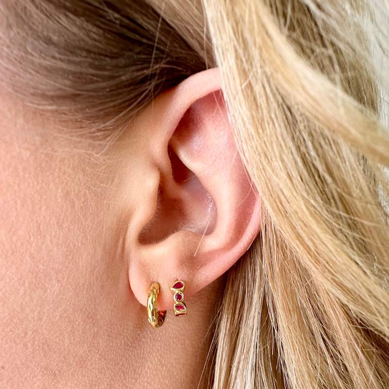 Thumbnail of Wave Gold Huggie Hoop Waterproof Earrings image