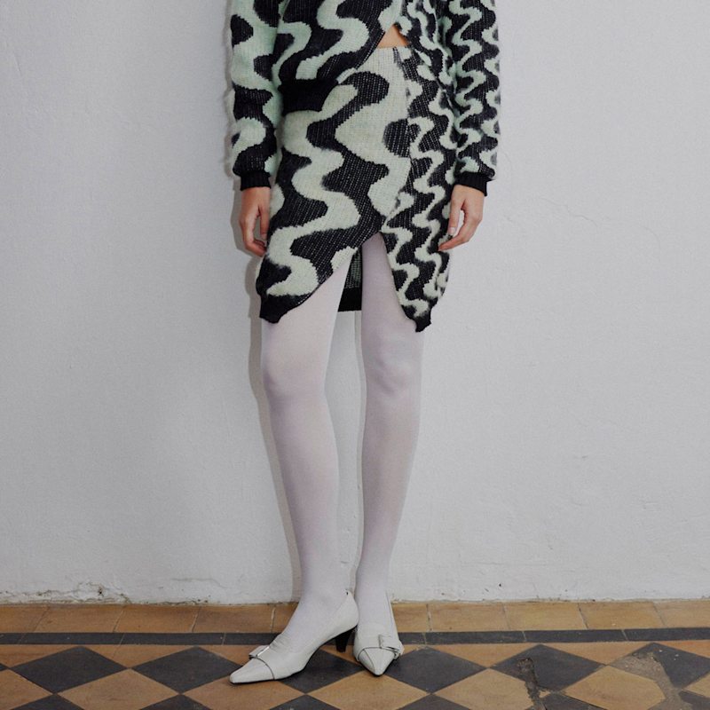 Thumbnail of Wavey Split Skirt - Turquoise / Black image