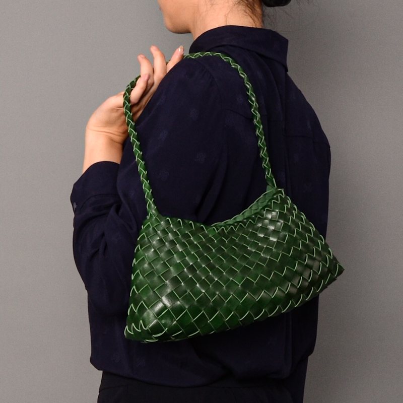Thumbnail of Weaving Eco Leather Bag 'Erica' - Green image