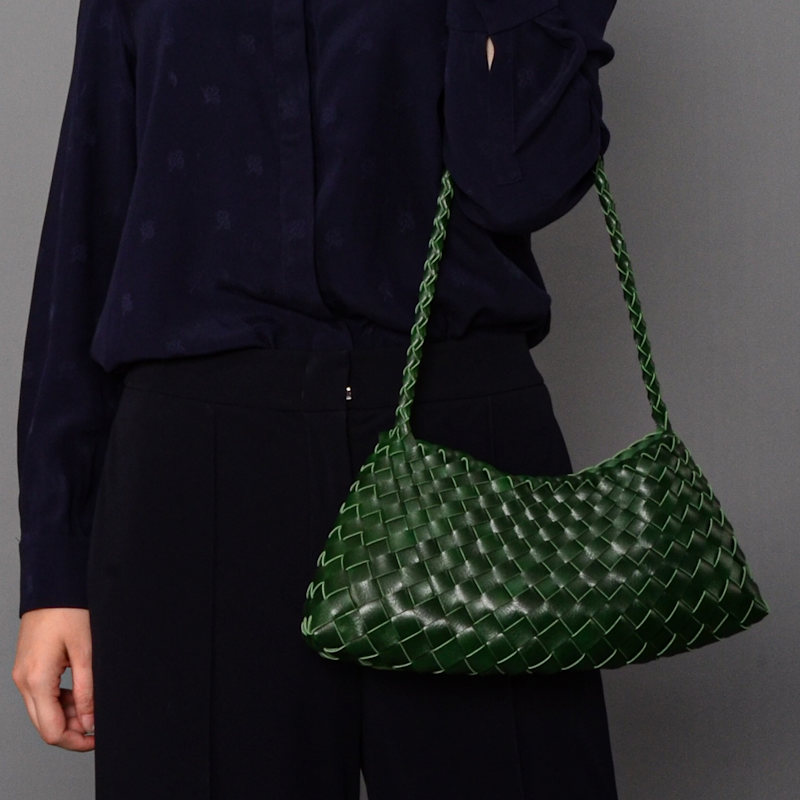 Thumbnail of Weaving Eco Leather Bag 'Erica' - Green image