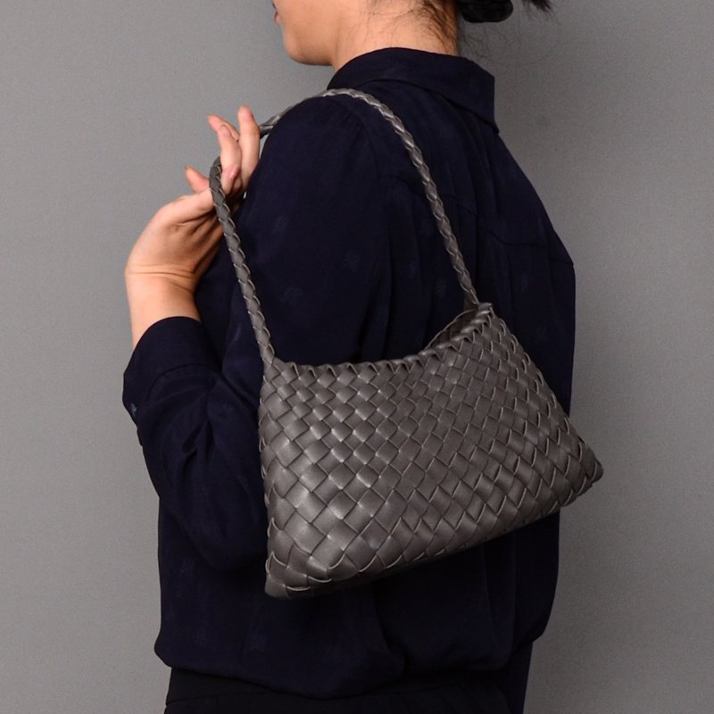 Thumbnail of Weaving Eco Leather Bag 'Erica' - Grey image