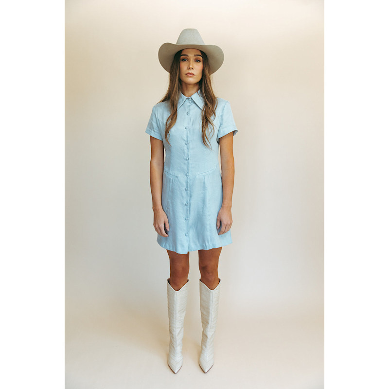 Thumbnail of West  - Hazy Blue Western Mini Dress image