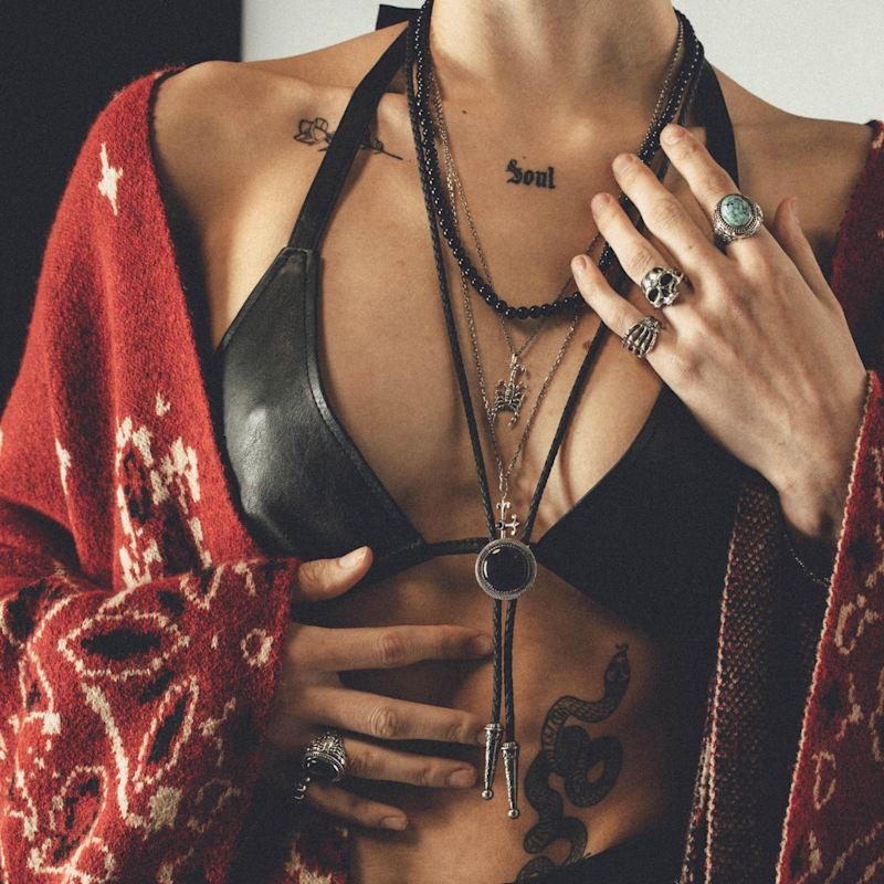 Thumbnail of Western Bolo Tie - Black Stone image