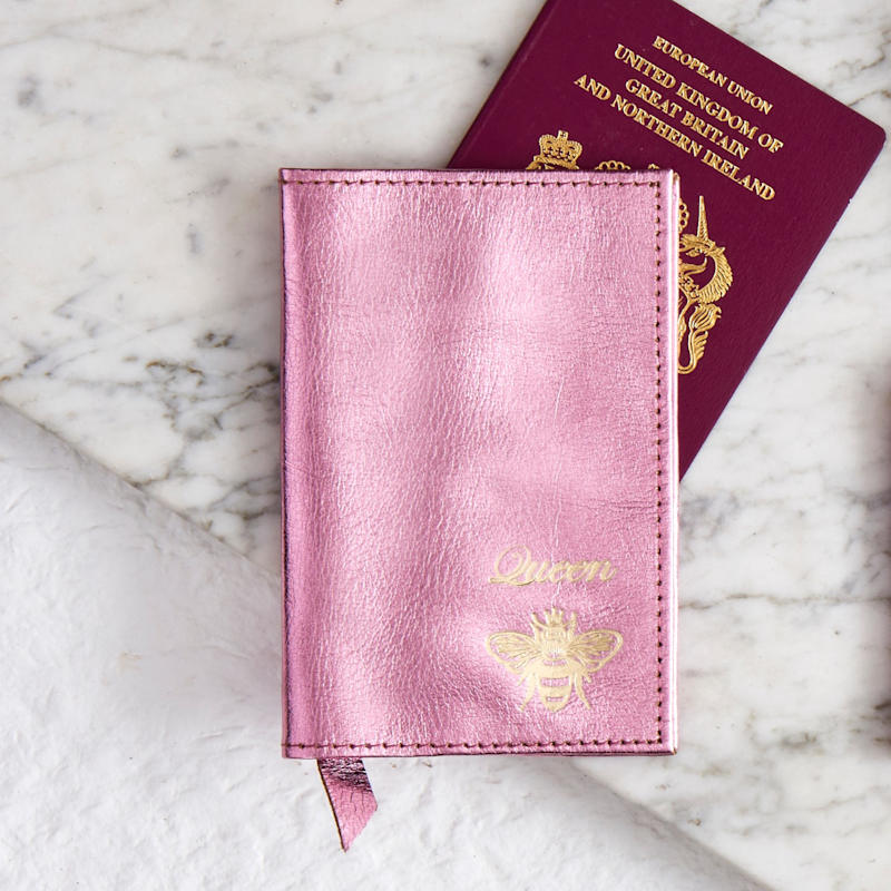 Thumbnail of Queen Bee Metallic Pink Leather Passport Cover image