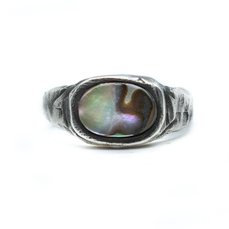 Davy Jones Silver Abalone Shell Signet Ring LEF jewelry Wolf