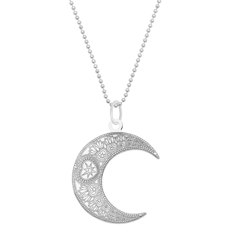Thumbnail of Medium Silver Mandala Moon Necklace image