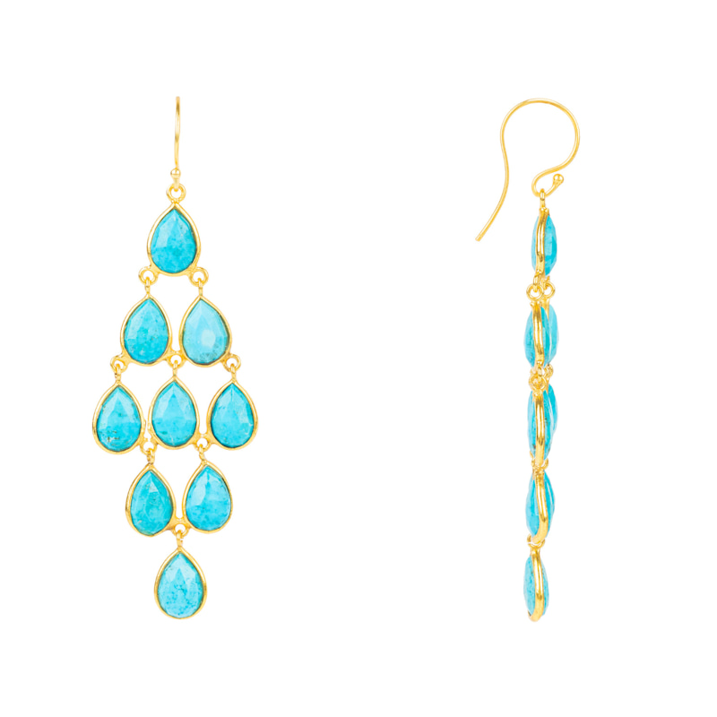 Thumbnail of Erviola Gemstone Cascade Earrings Gold Turquoise image