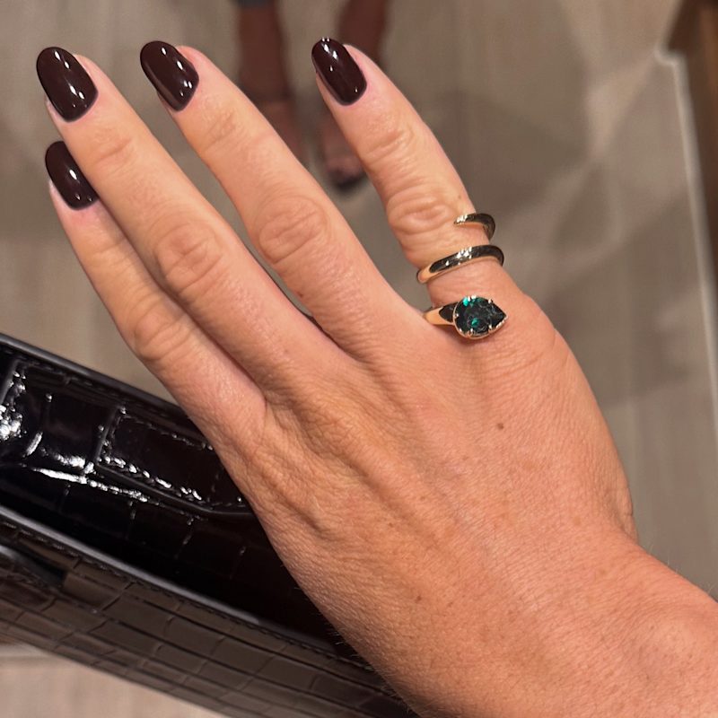 Thumbnail of When You Know You Know Gold & Emerald Twisted Snake Pinky Ring image