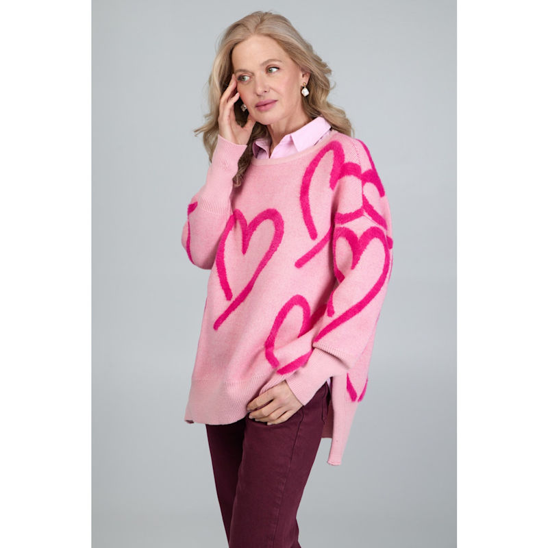 Thumbnail of Whimsical Heart Pink Sweater image