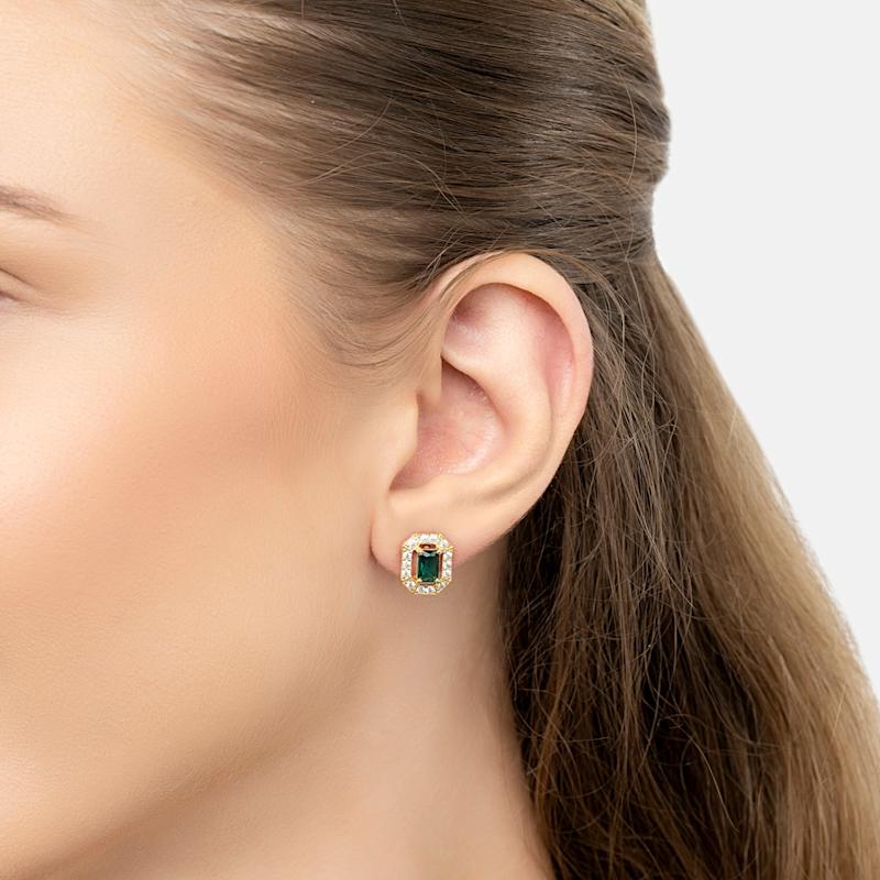 Thumbnail of Whistledown Gemstone Stud Earrings Emerald Gold image