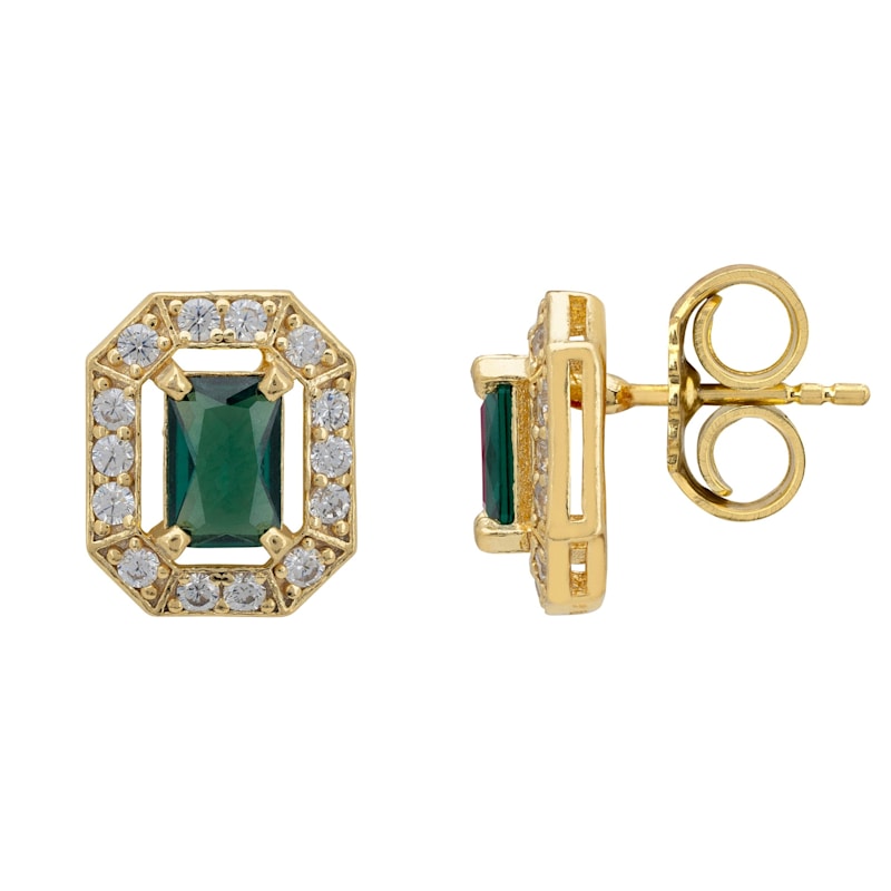 Thumbnail of Whistledown Gemstone Stud Earrings Emerald Gold image