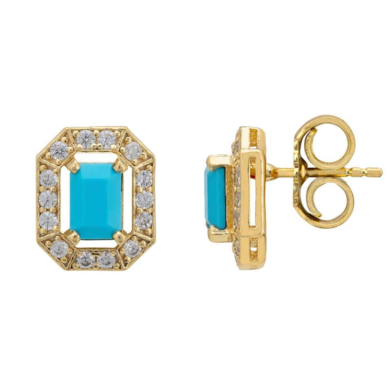 Thumbnail of Whistledown Gemstone Stud Earrings Turquoise Gold image