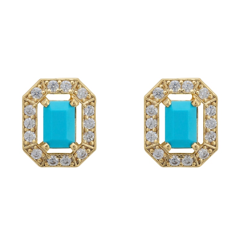 Thumbnail of Whistledown Gemstone Stud Earrings Turquoise Gold image