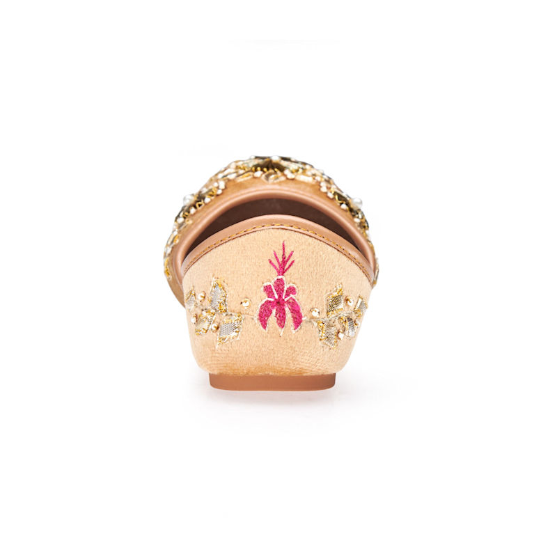 Thumbnail of Whistledown - Handcrafted Thread & Sequin Embroidered Velvet Flats By Fuchsia Shoes - Gold image