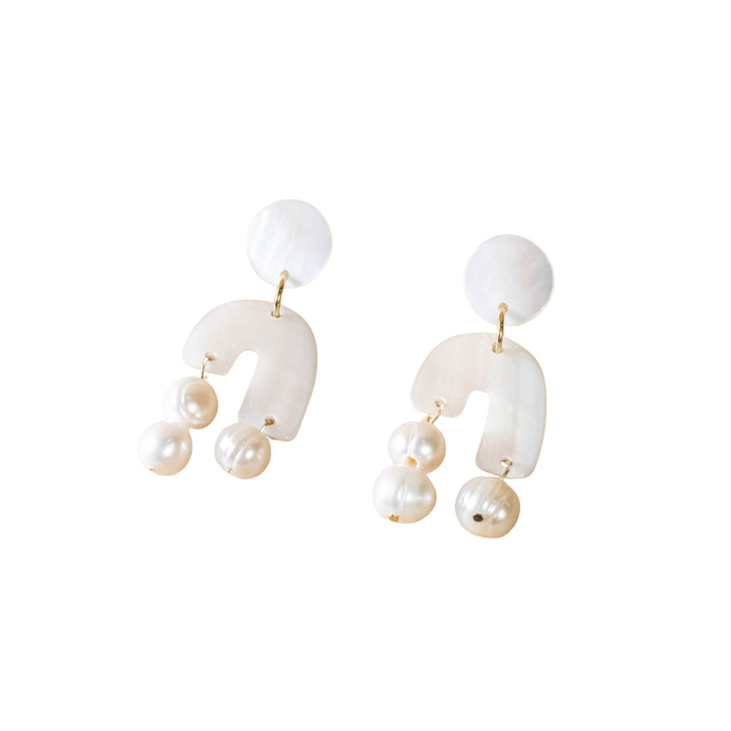 Thumbnail of White Asymmetrical Pearl Earrings image
