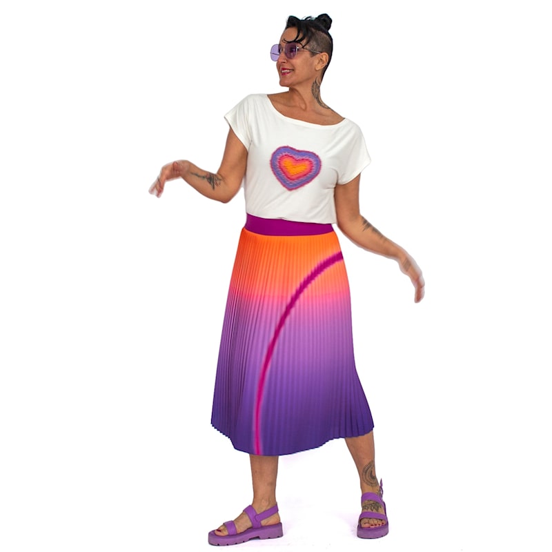 Thumbnail of Midi Pleated Skirt With Ombre Abstract Print image