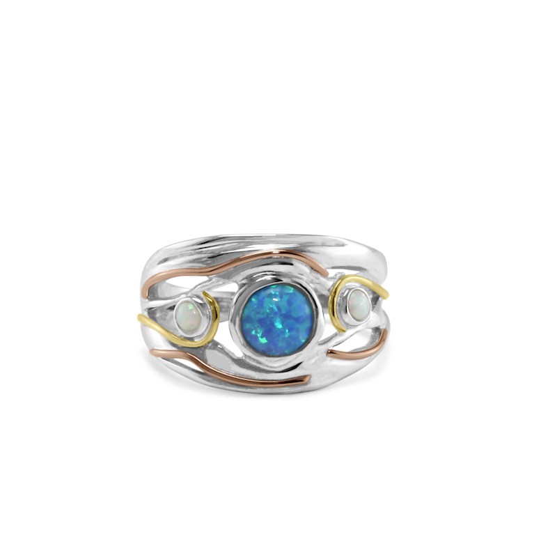 Thumbnail of White & Blue Opal Trio Statement Ring image