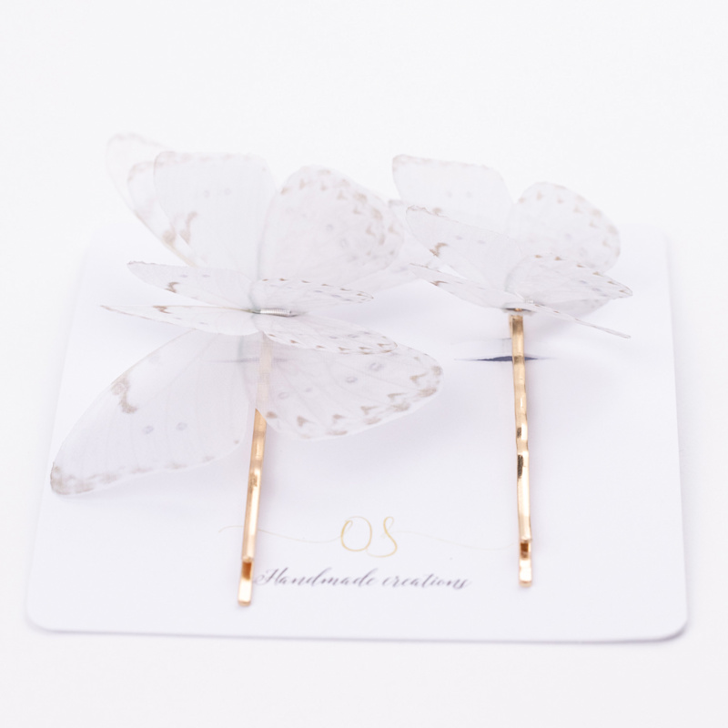 Thumbnail of White Butterfly Bobby Pin Set Hair Pins Bridal Accessories image